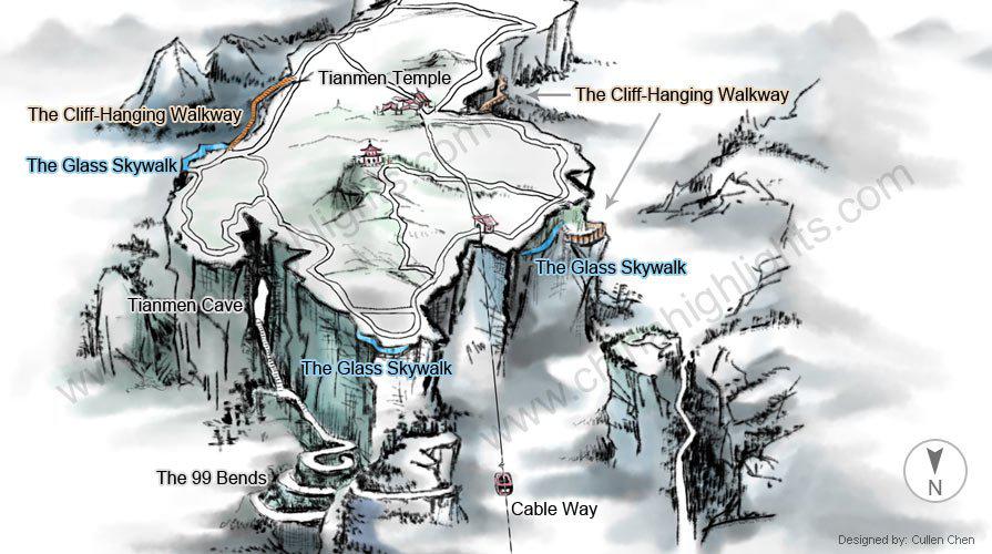 mapa de montaña Tianmen