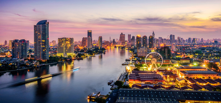 Paisaje nocturno de Bangkok