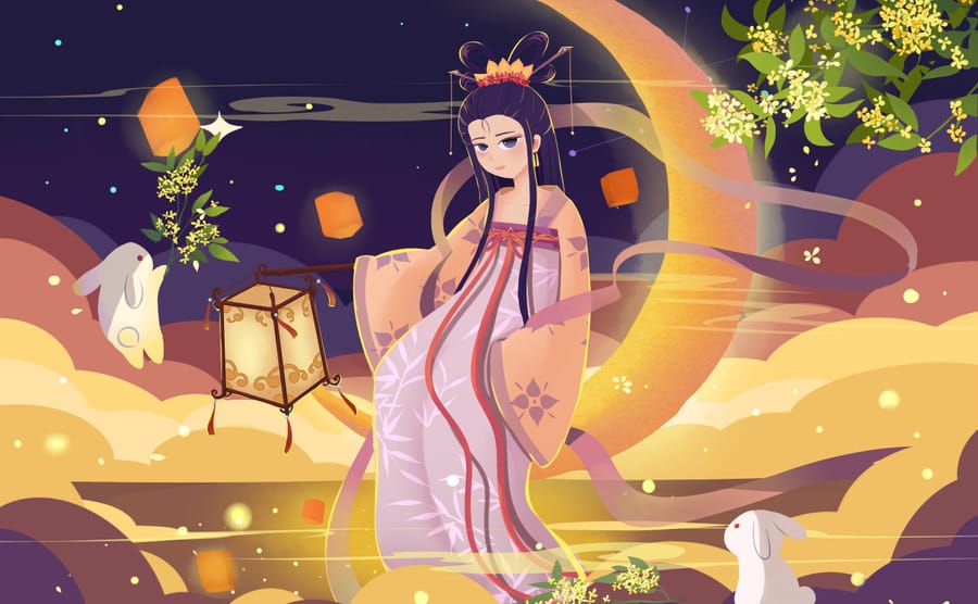 Chang'e y conejo de jade