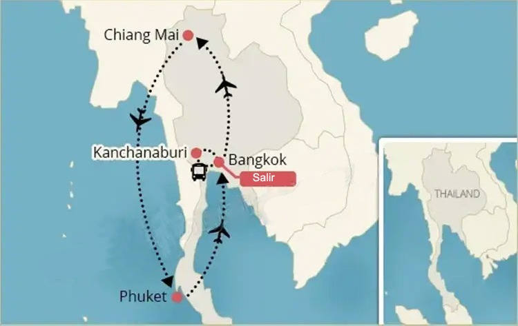 Mapa de 10 días en Tailandia