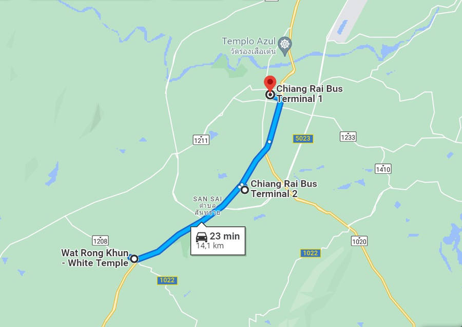 mapa de terminales de autobuses de Chiang Rai